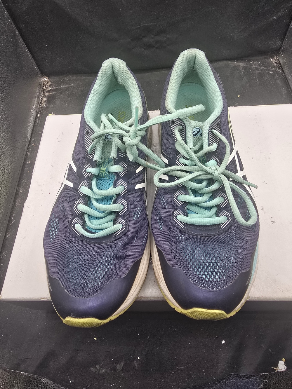 Women's Navy and Mint Running Shoes by Asics‎